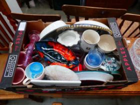 +VAT Box containing studio pottery, glassware and household goods