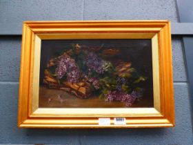 Victorian oil on canvas - still life with flowers