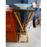 Gold finished plant stand with glazed surface