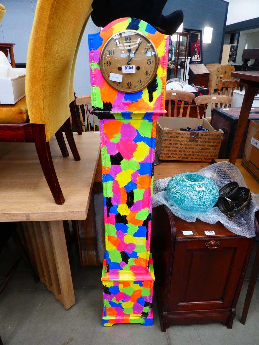 Heavily painted grandmother clock