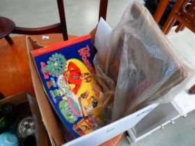 Box containing children's comics and cigarette card albums