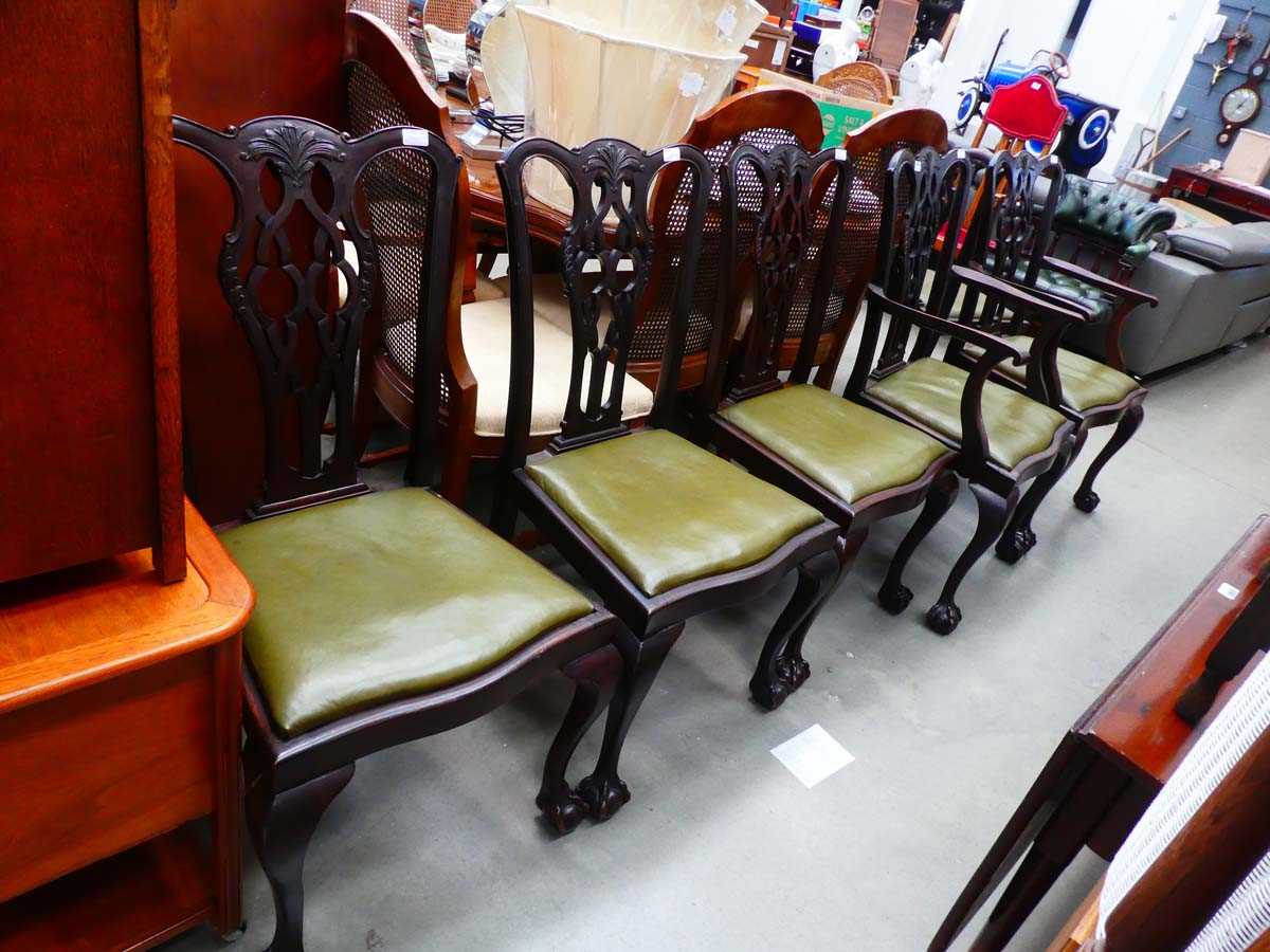 Six Chippendale style dining chairs to include two carvers