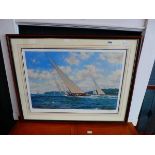 Limited edition and blind stamped print - yachts at sea