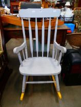 Painted stick back rocking chair