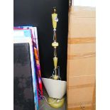 (1) Faux onyx and brass finished floor lamp