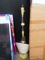 (1) Faux onyx and brass finished floor lamp
