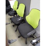 Black cloth lime green mesh back swivel armchair