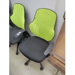 Black cloth lime green mesh back swivel armchair