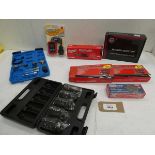 +VAT Milwaukee M12 Fuel compact ratchet, 2 x 46 pce socket wrench sets, 8pc impact driver set,