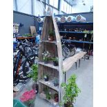 Wooden boat style display rack/plant unit