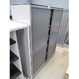 +VAT 5ft grey tambour frounted stationery cupboard