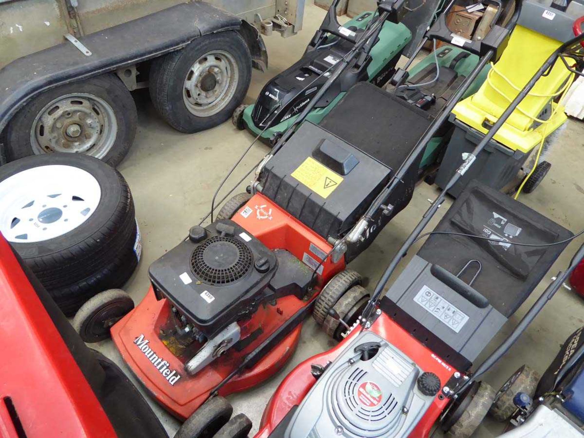 Mountfield petrol powered rotary mower with grass box