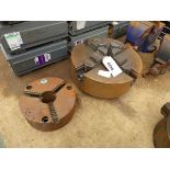 +VAT Pratt Burnerd large 4 jaw chuck plus a smaller Burnerd 3 jaw chuck