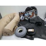 +VAT Car seat covers & Heated seat cover, car mats, spare wheelbarrow wheel and roll of sound