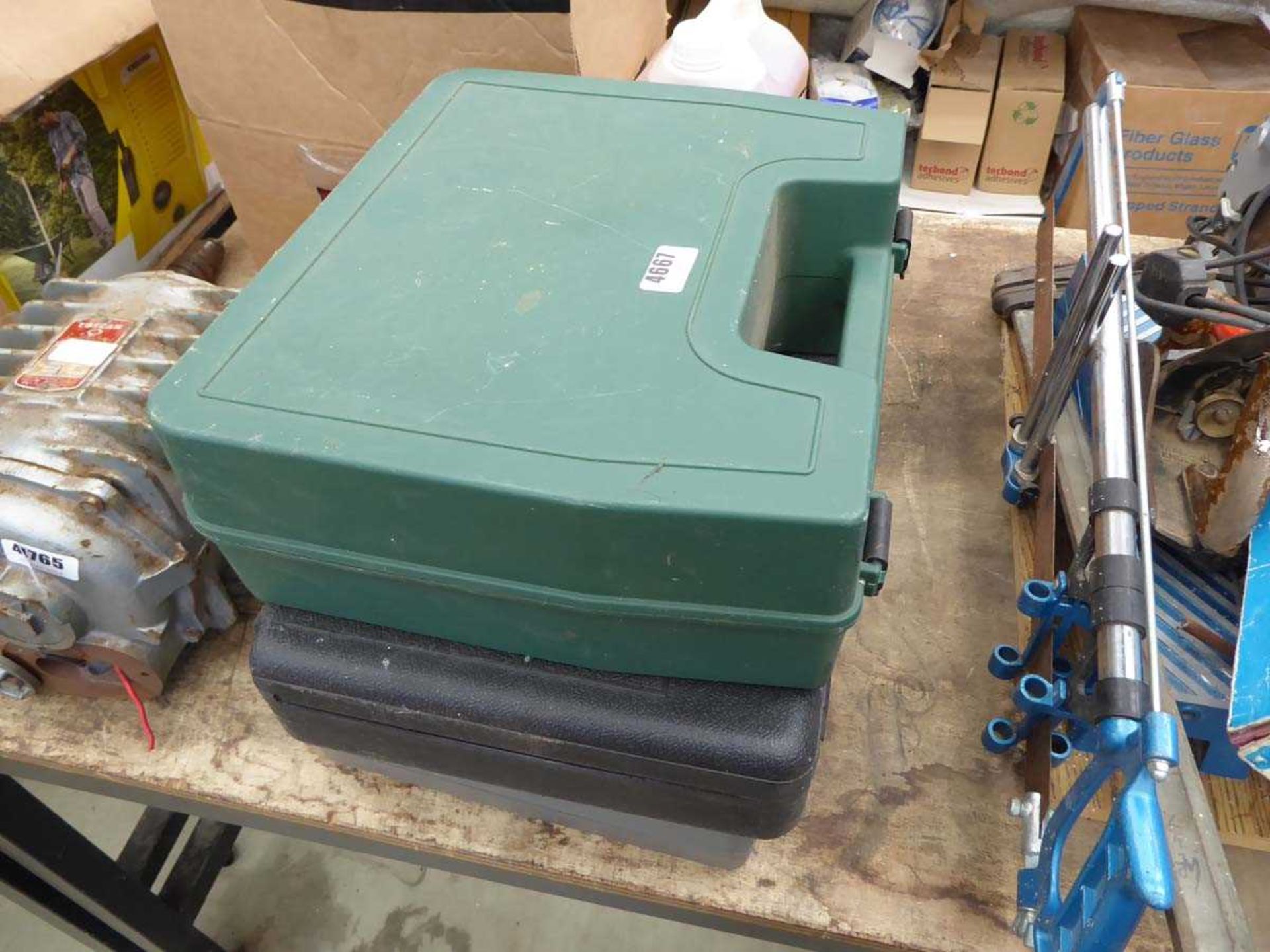 3 x boxes containing a cylinder, AEG drill and Iveco tool kit - Image 2 of 2