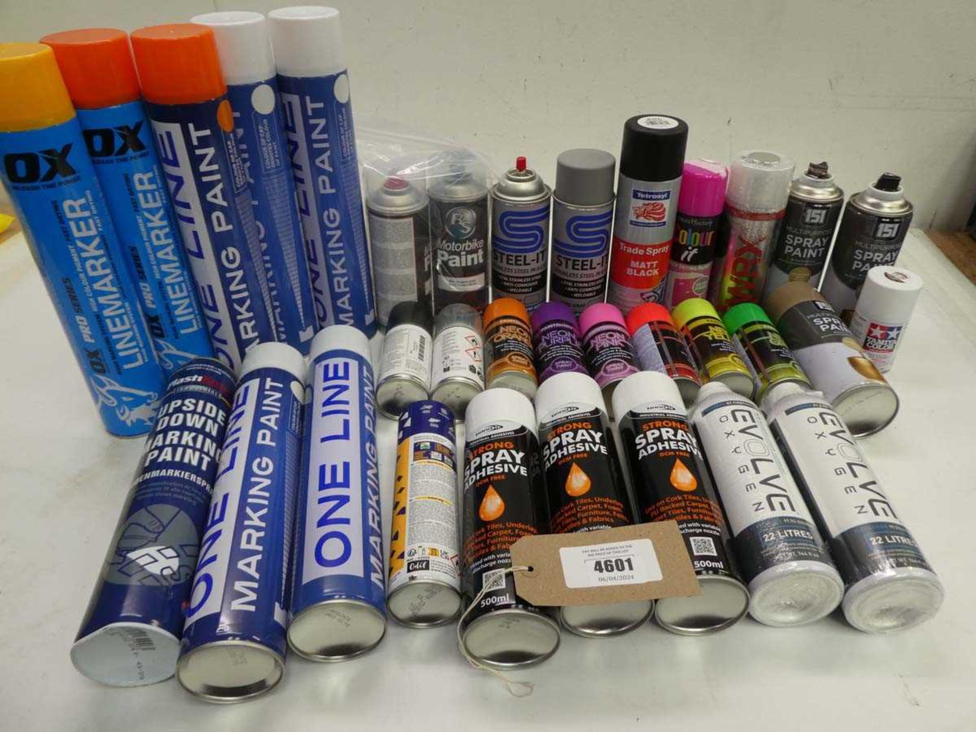 +VAT Line marking paint, Motorbike & other spray paints, Adhesive spray and Evolve Oxygen