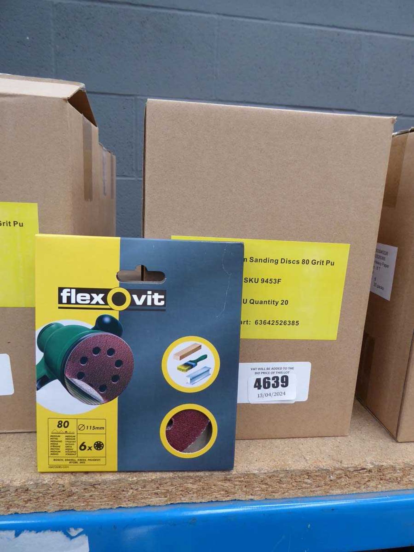 +VAT 4 x Boxes of Flexovit 115mm, 80 grit sanding disks