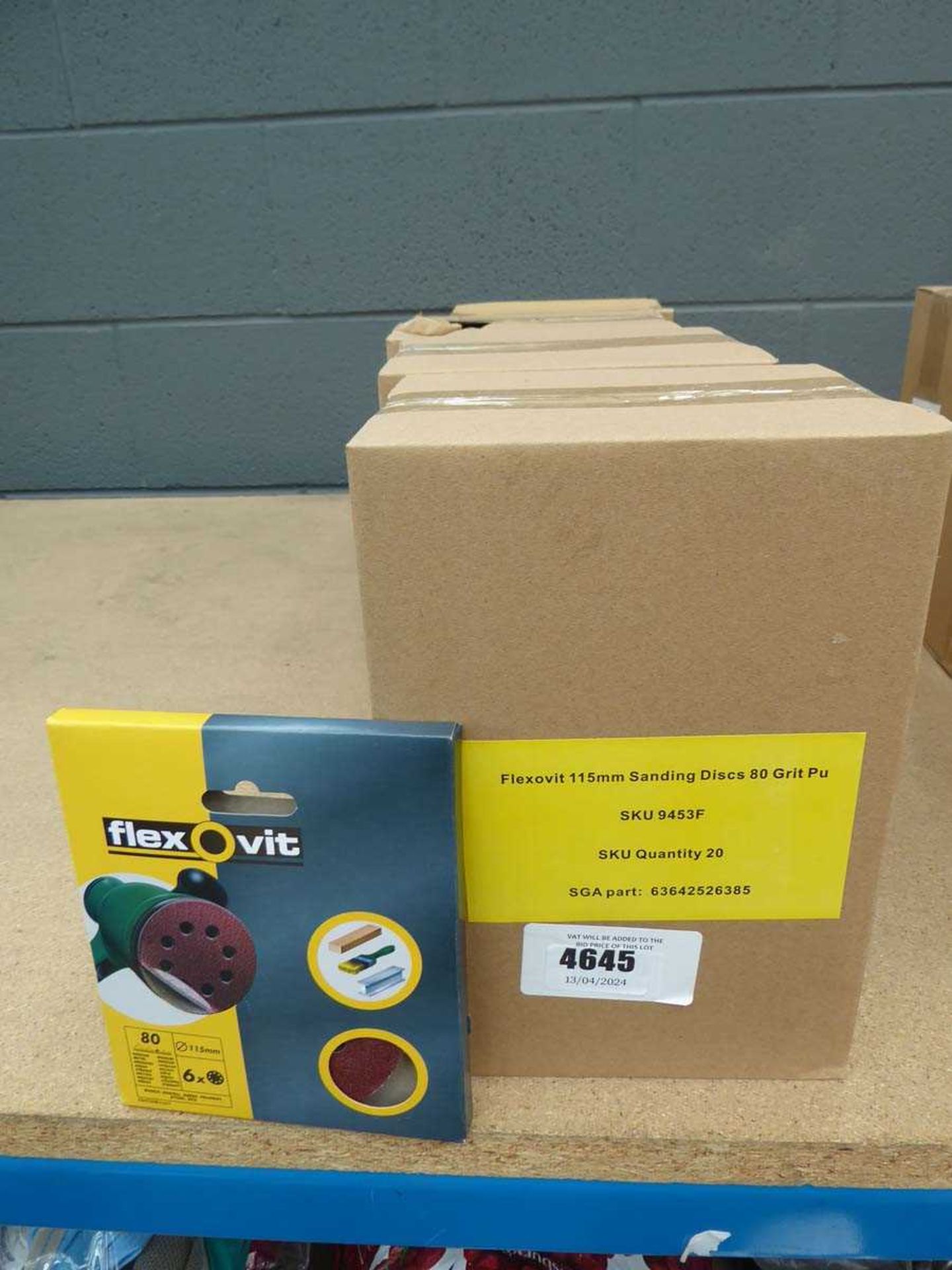 +VAT 4 x boxes of Flexovit 115mm, 80 grit sanding disks