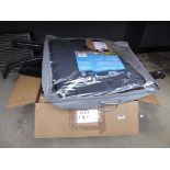 Box of car parts, accessories and a vehicle blind