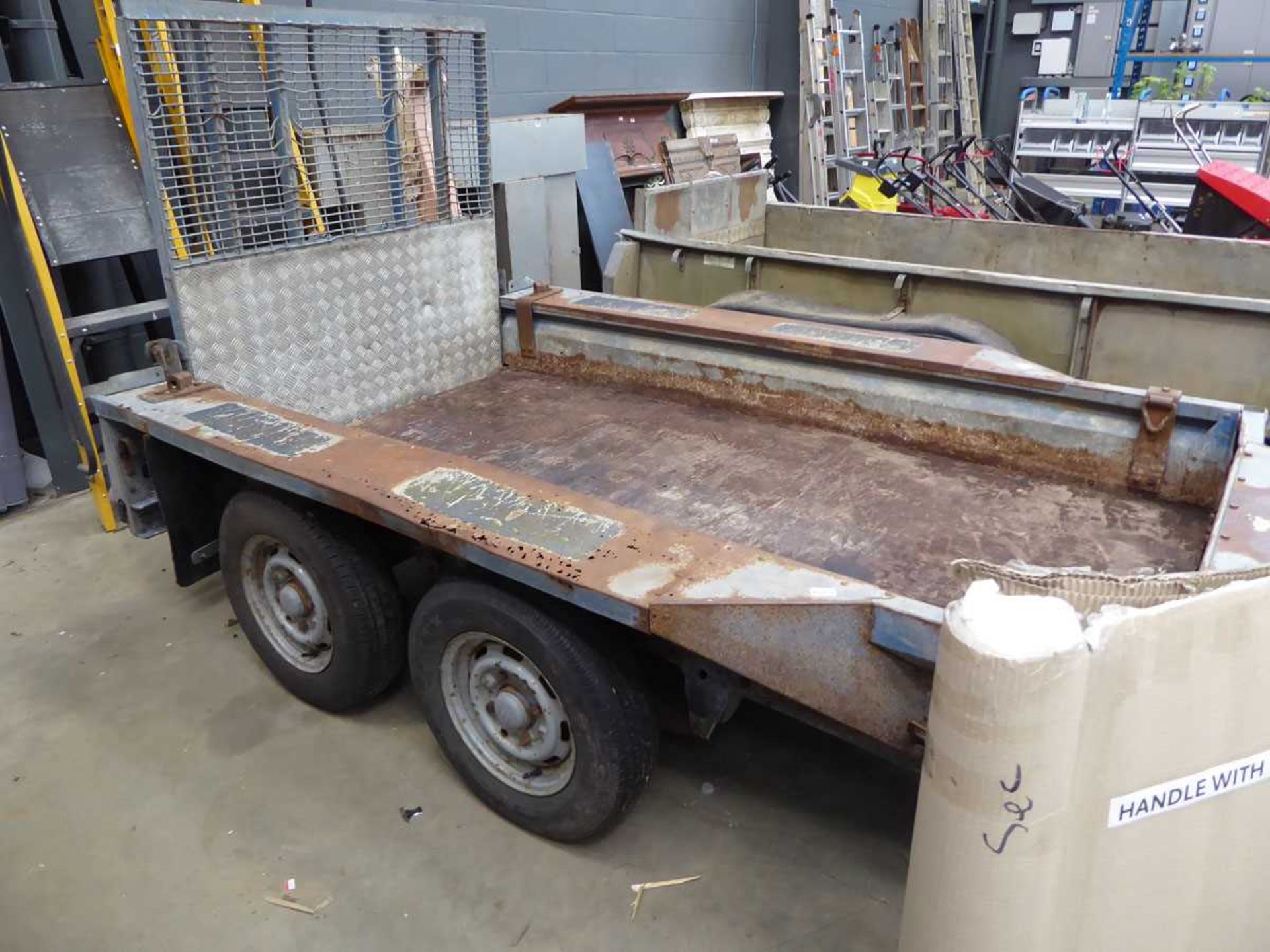 +VAT Blue plant trailer with fold-down tailgate ramp - Image 4 of 5