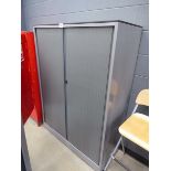 +VAT 5ft grey tambour frounted stationery cupboard