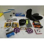 +VAT Motorcycle & bicycle spares including pedals, Oxford & Kryptonite locks, chains, brake pads,