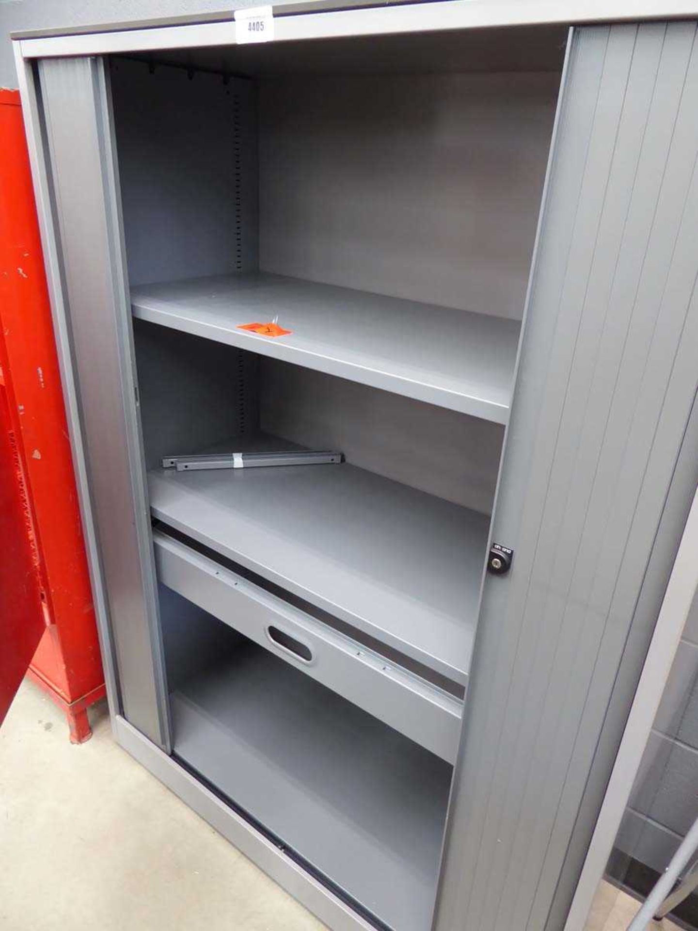 +VAT 5ft grey tambour frounted stationery cupboard - Image 2 of 2