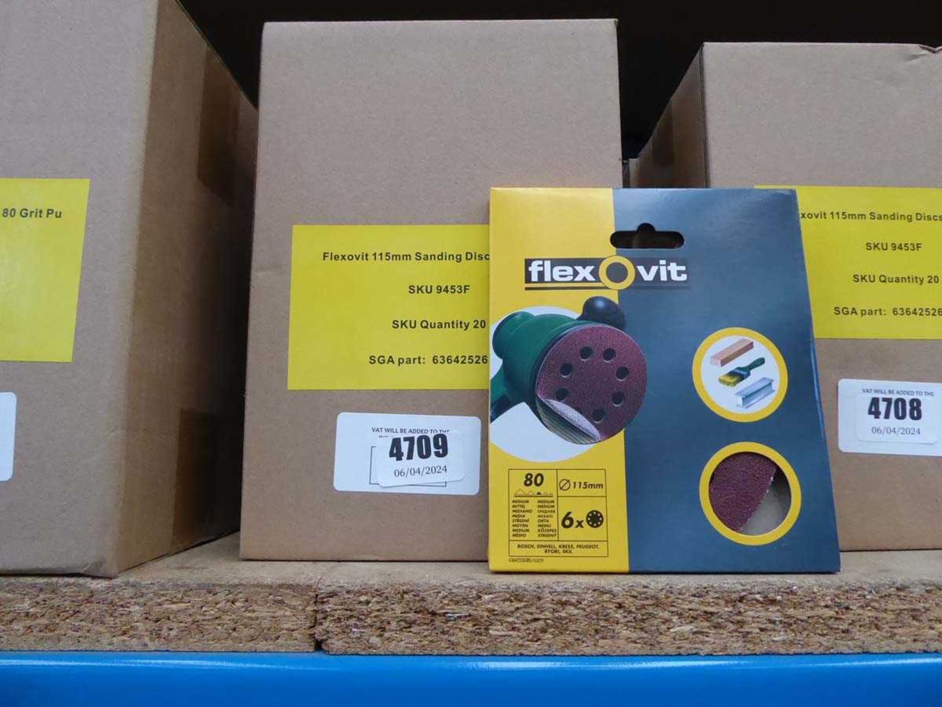 +VAT 4 x boxes of Flexovit 115mm, 80 grit sanding disks