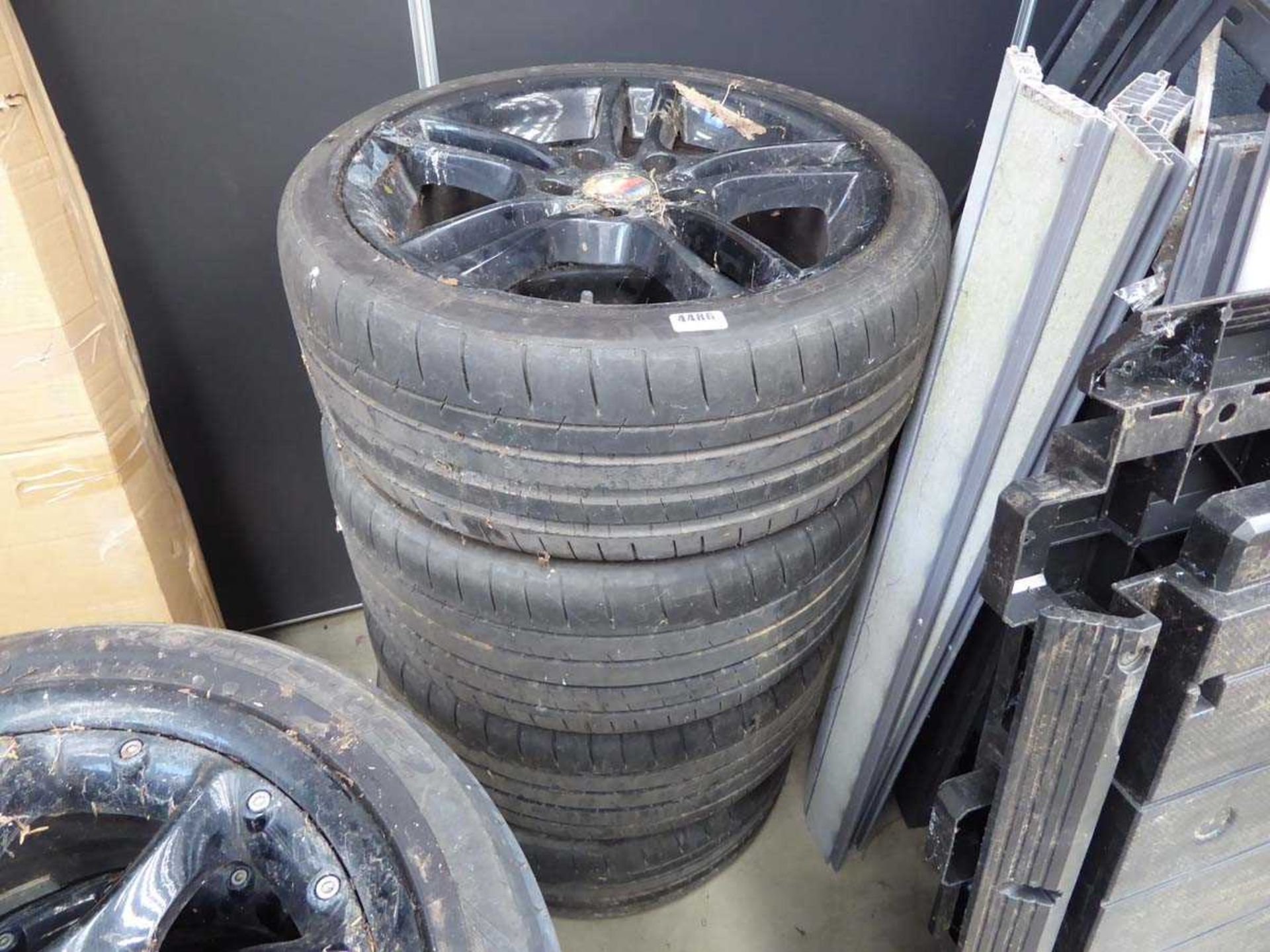 BMW black alloy wheels and tyres, size 225x40x18