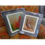 +VAT 2 modern oils on canvas - Hen pheasant and French partridge