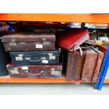 5 vintage suitcases plus 2 satchels