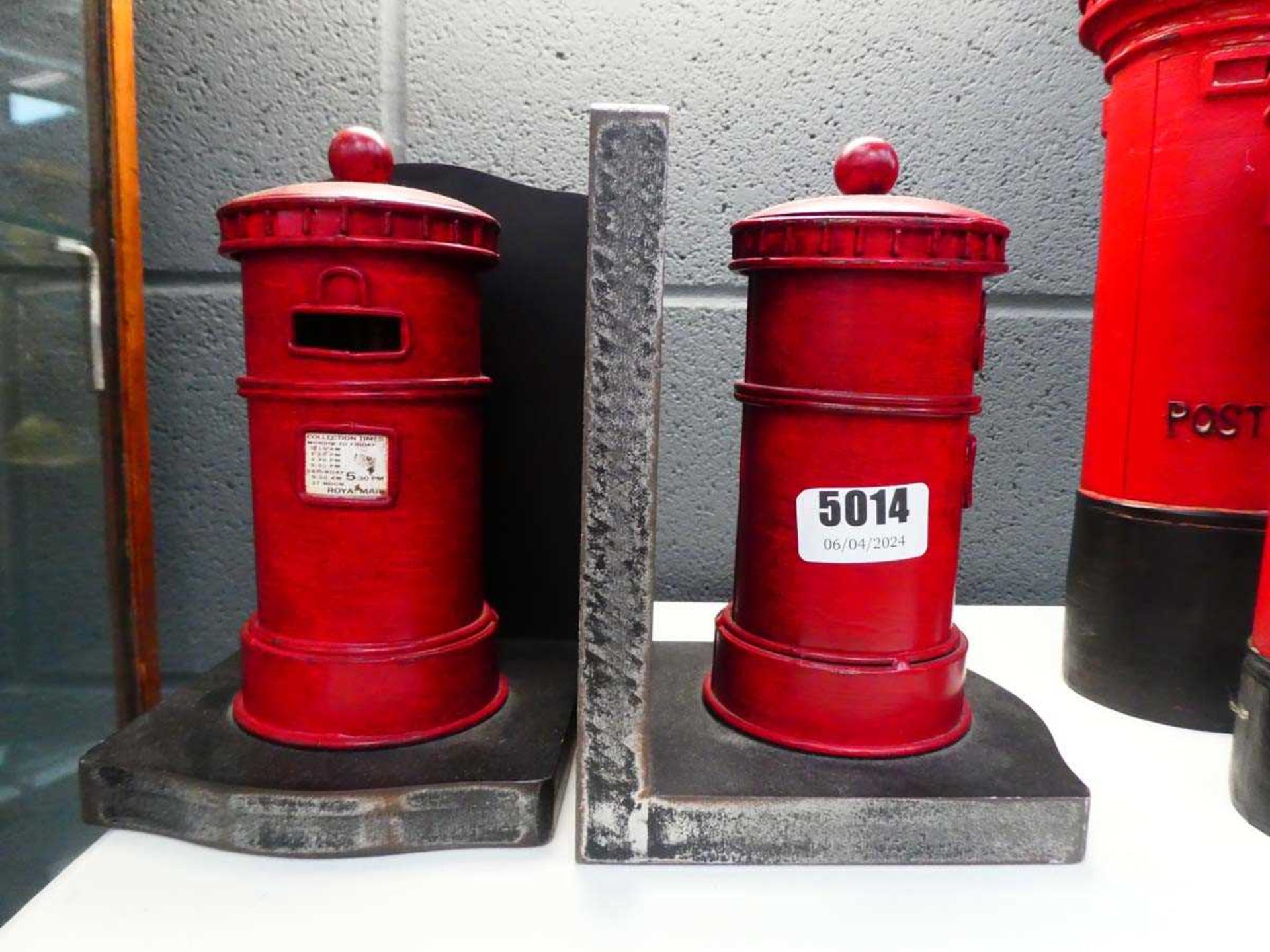 Pair of post box shaped bookends