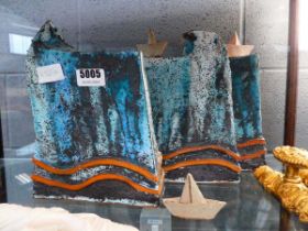 3 x nautical themed pottery blocks