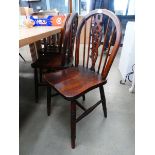 4 Elm seated wheel back dining chairs