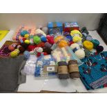 +VAT Craft scissors, fabrics, assorted balls of wool, embroidery kit etc