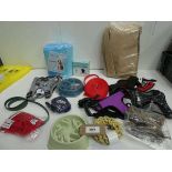 +VAT Dog harnesses, leads, toys, pet cage cover, puppy training pads, poop bags etc