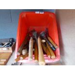 Large red box of turning chisels