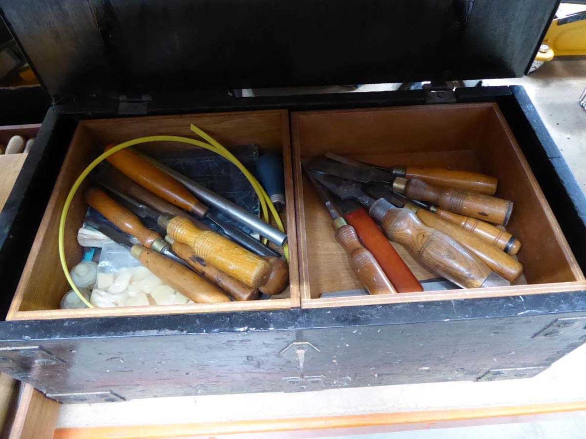 Large toolbox of assorted woodworking tools and drawer of files - Image 2 of 3