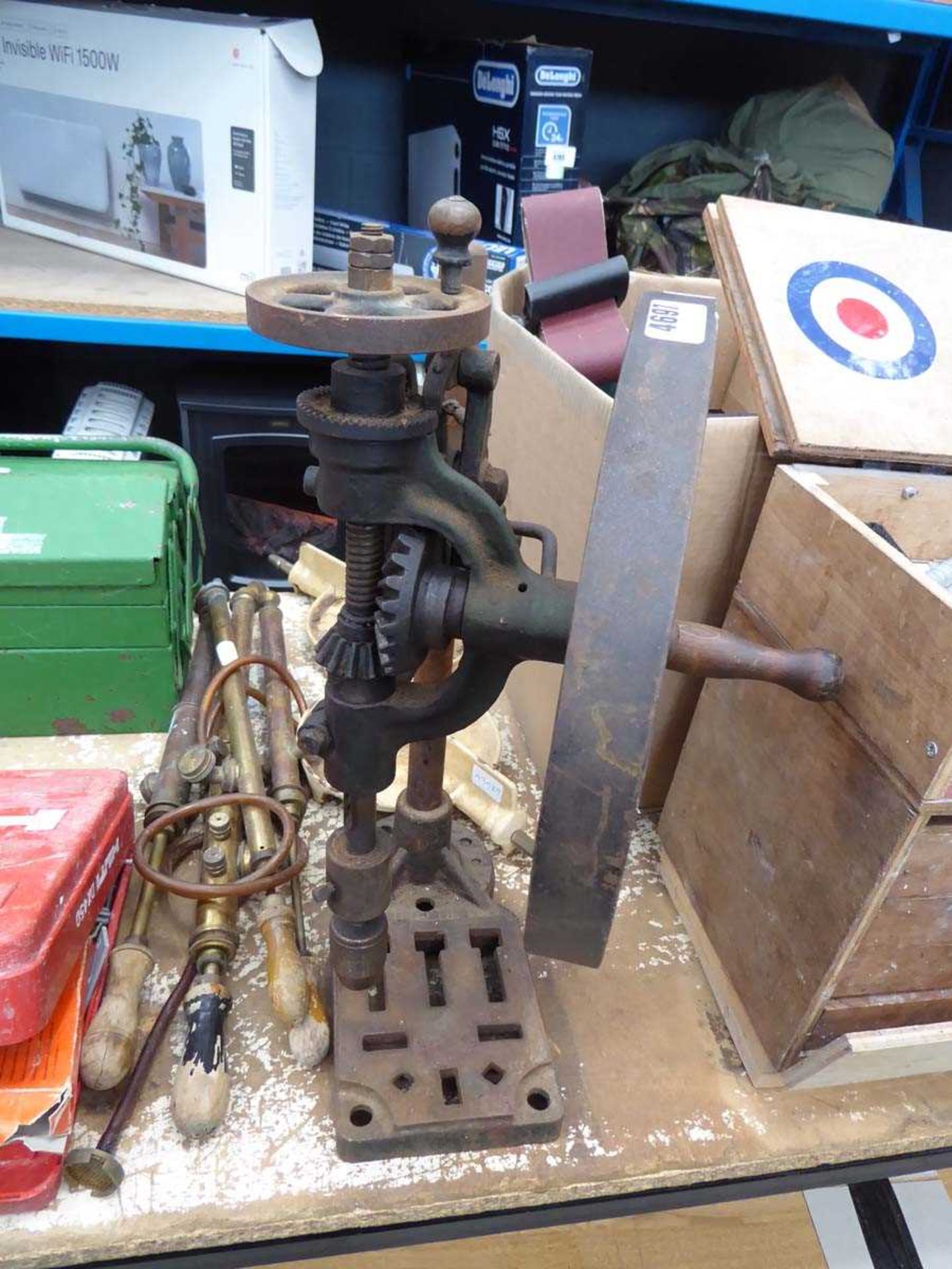 Vintage hand drill, pumps and boiling rings