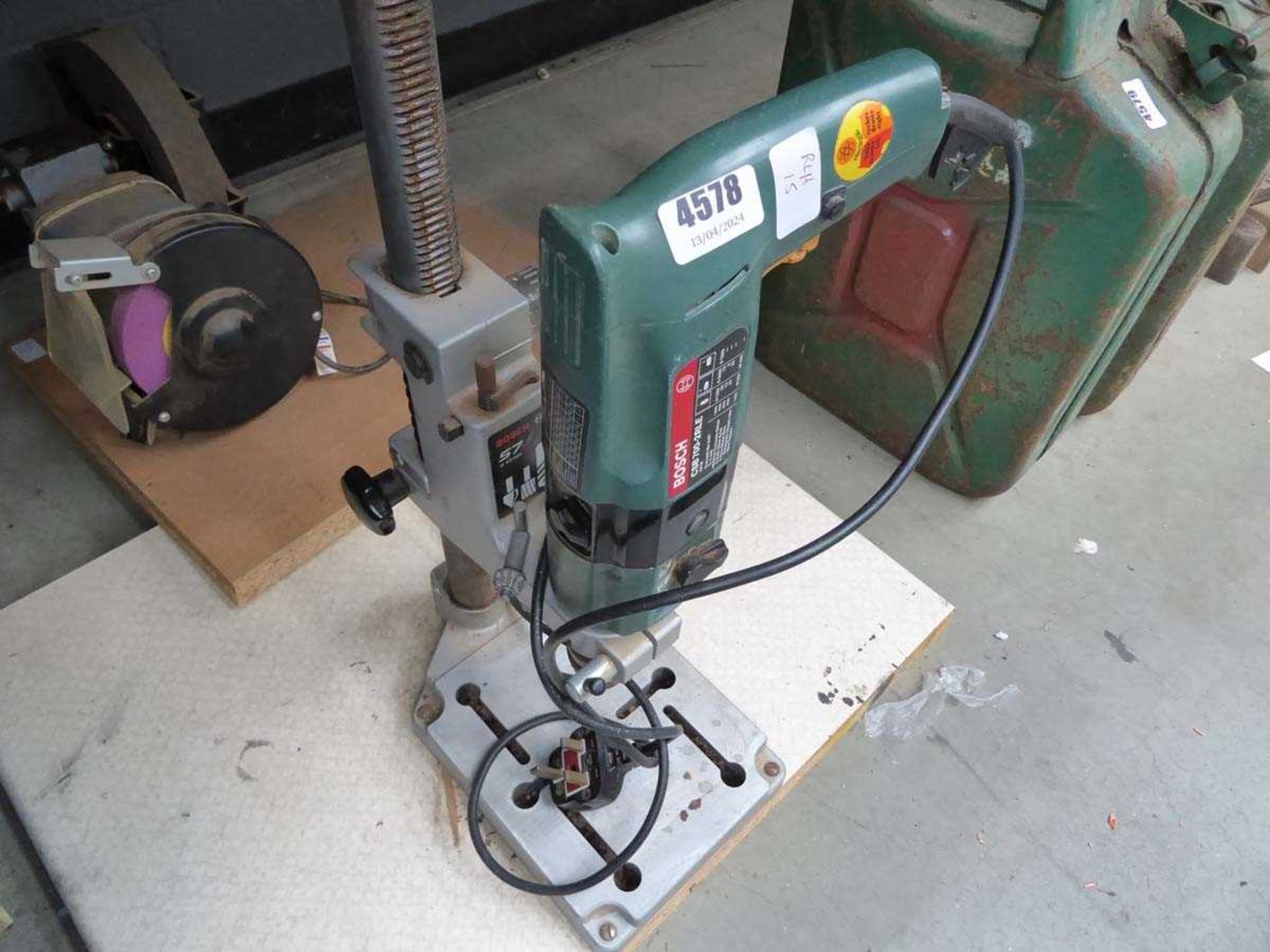 Double ended bench grinder, and Bosch drill on stand - Image 2 of 3