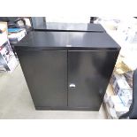 Black metal 2 door low stationery cupboard