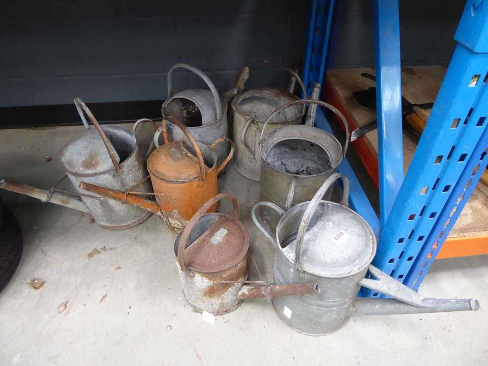 Quantity of galvanised watering cans