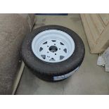 2 trailer wheels and tyres