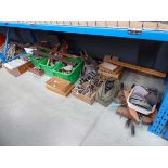 Large underbay containing chisels, hammers, drills, hand drills, sandpaper, clamps etc.