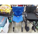 Blue and silver wheelchair