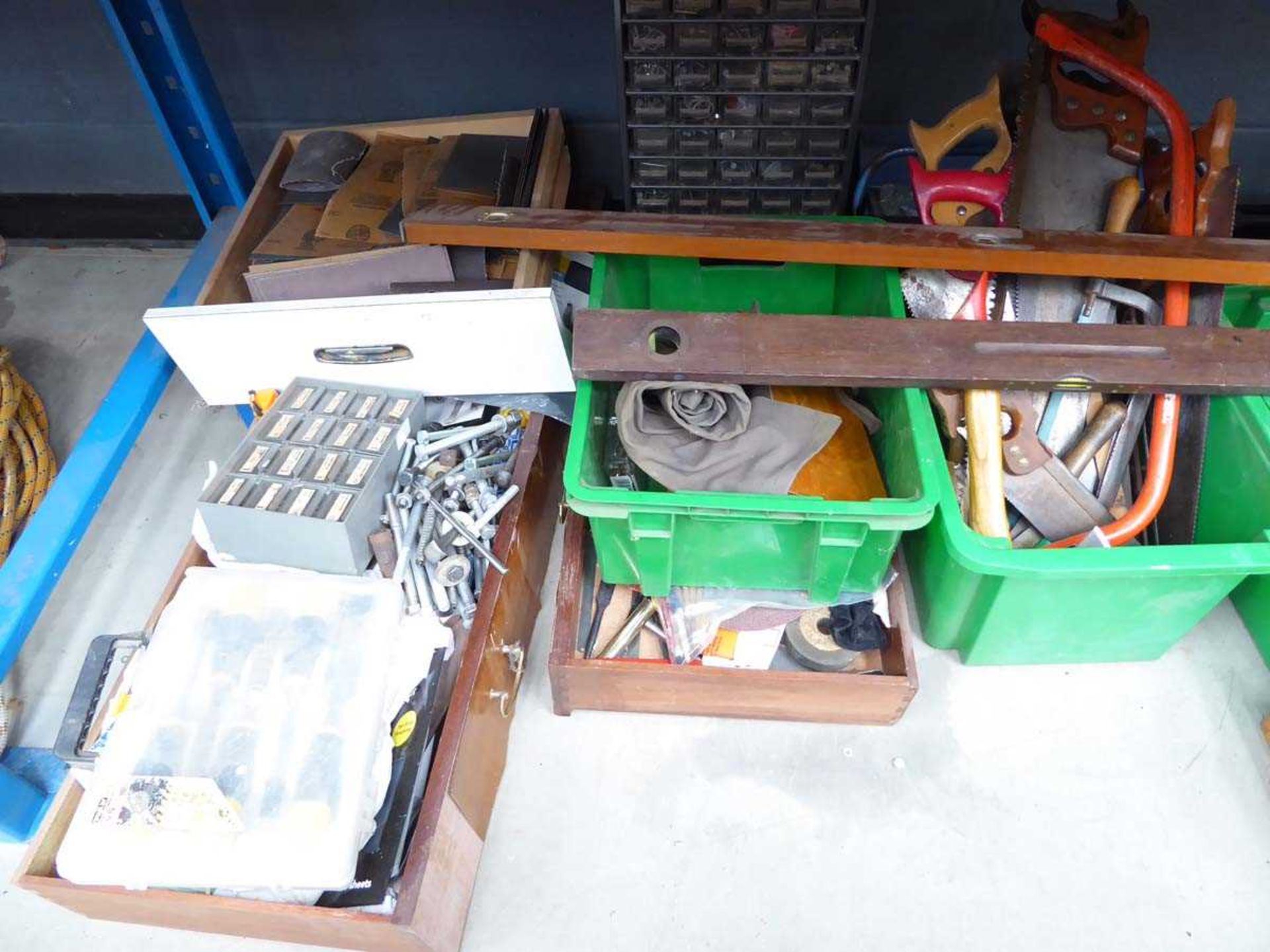 Large underbay containing chisels, hammers, drills, hand drills, sandpaper, clamps etc. - Image 4 of 4