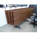 4 brown chrome based folding tables