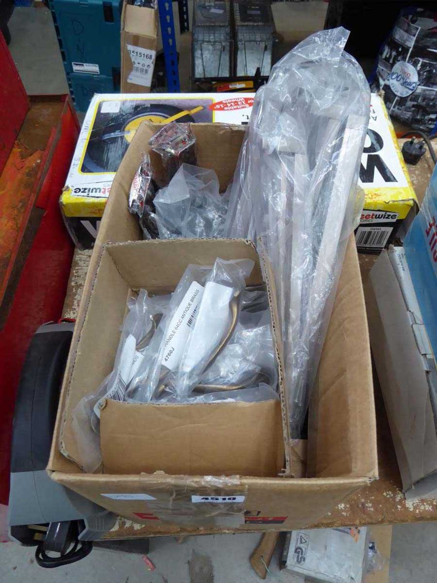 Box of assorted door handles