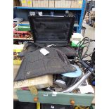 Wooden box containing large quantity of BSA Goldstar parts, radiator muffler for Morris 8/10 and