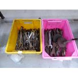 2 boxes of assorted spanners and sharpening wheels